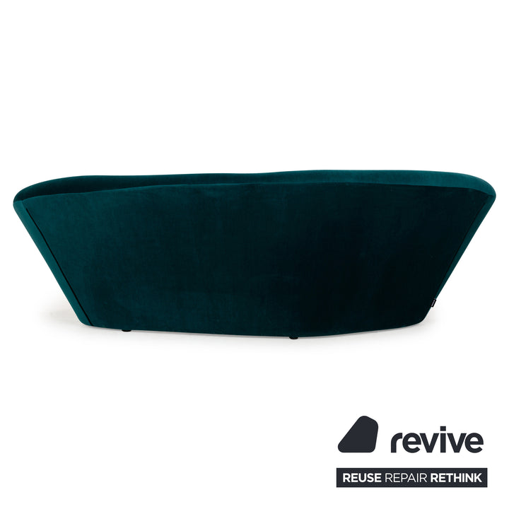 Ligne Roset Ploum fabric three-seater petroleum green blue sofa couch high-back reupholstery