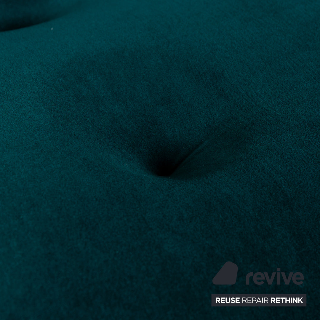 Ligne Roset Ploum Stoff Dreisitzer Petrole Grün Blau Sofa Couch Hochlehner Neubezug