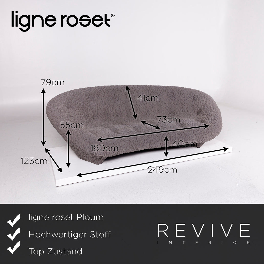 ligne roset Ploum Stoff Sofa Grau Dreisitzer Erwan & Ronan Bouroullec Couch #11052