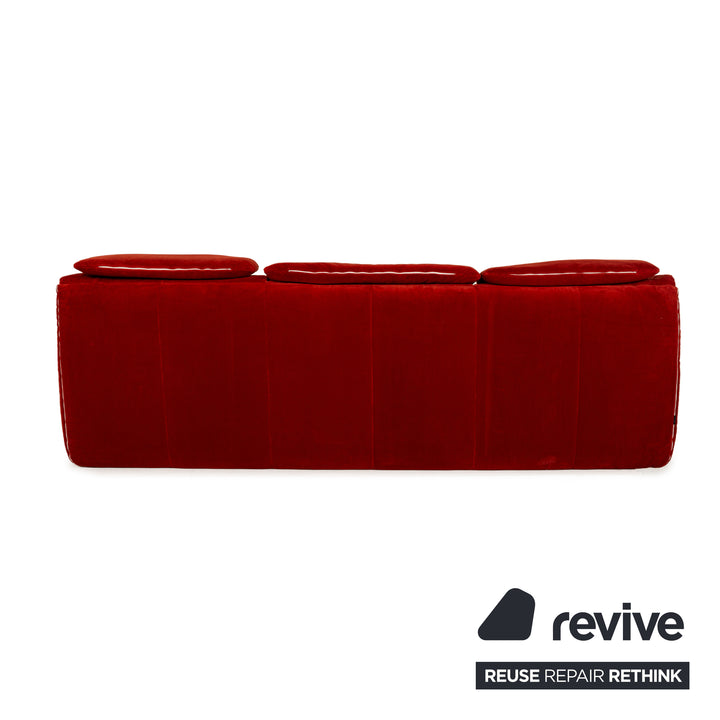 Ligne Roset Plumy Fabric Three-Seater Red Manual Function Sofa Couch