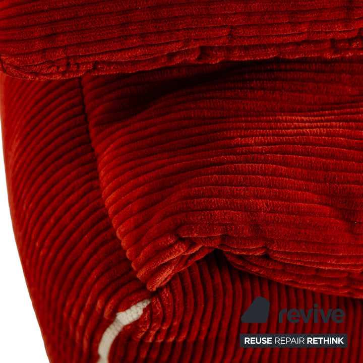 Ligne Roset Plumy Fabric Three-Seater Red Manual Function Sofa Couch