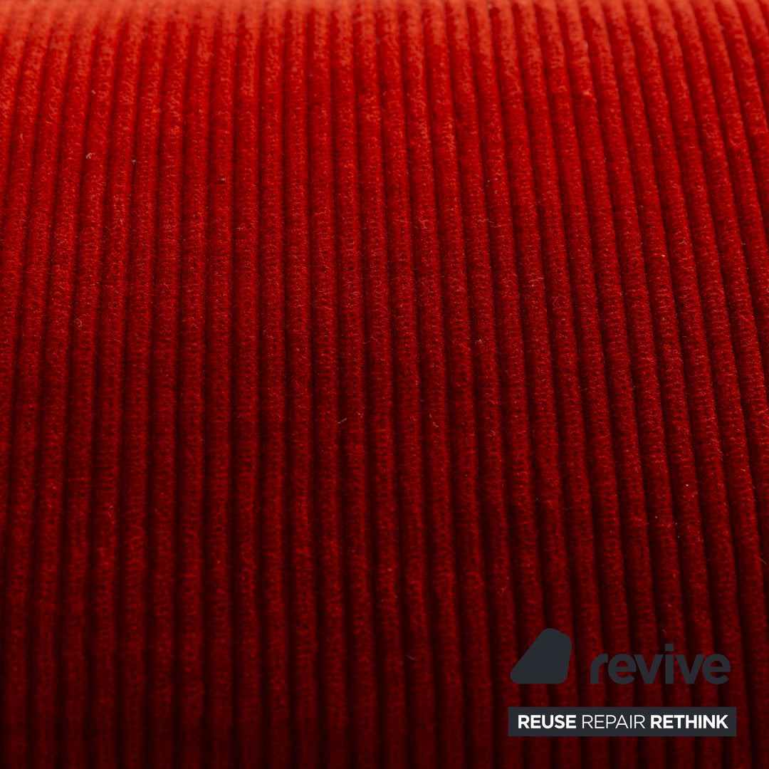 Ligne Roset Plumy Fabric Three-Seater Red Manual Function Sofa Couch