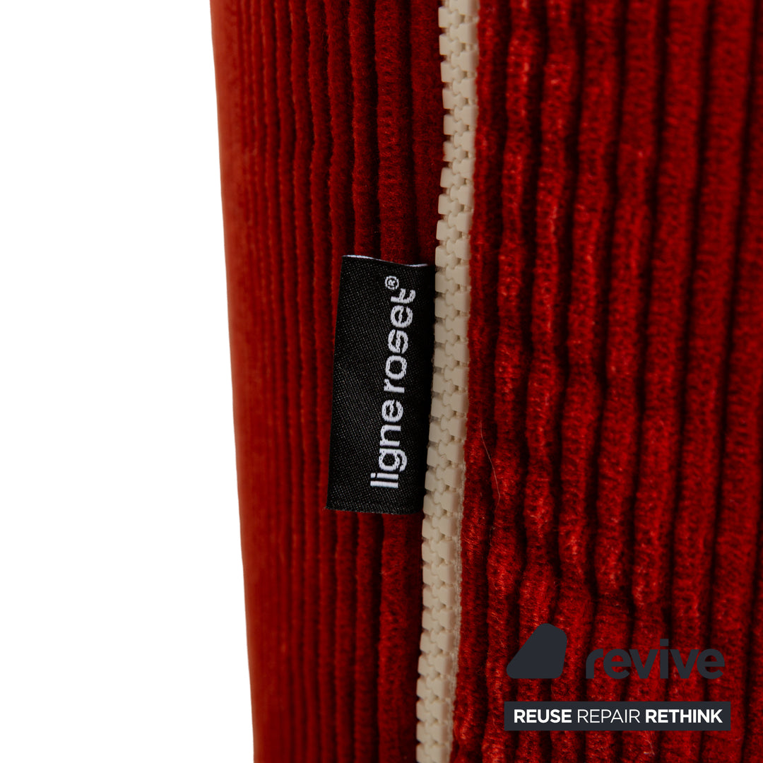 Ligne Roset Plumy Fabric Three-Seater Red Manual Function Sofa Couch