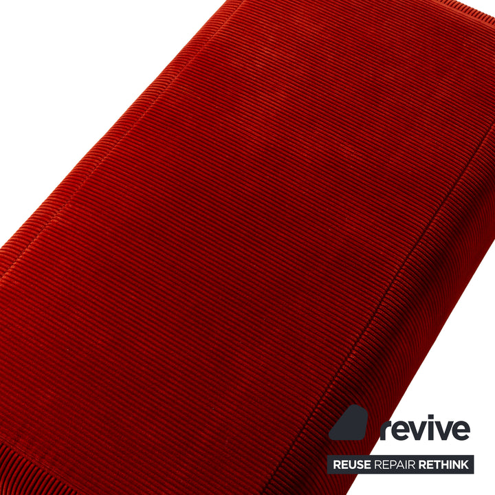 Ligne Roset Plumy Stoff Sofa Garnitur Rot manuelle Funktion Dreisitzer Hocker Couch