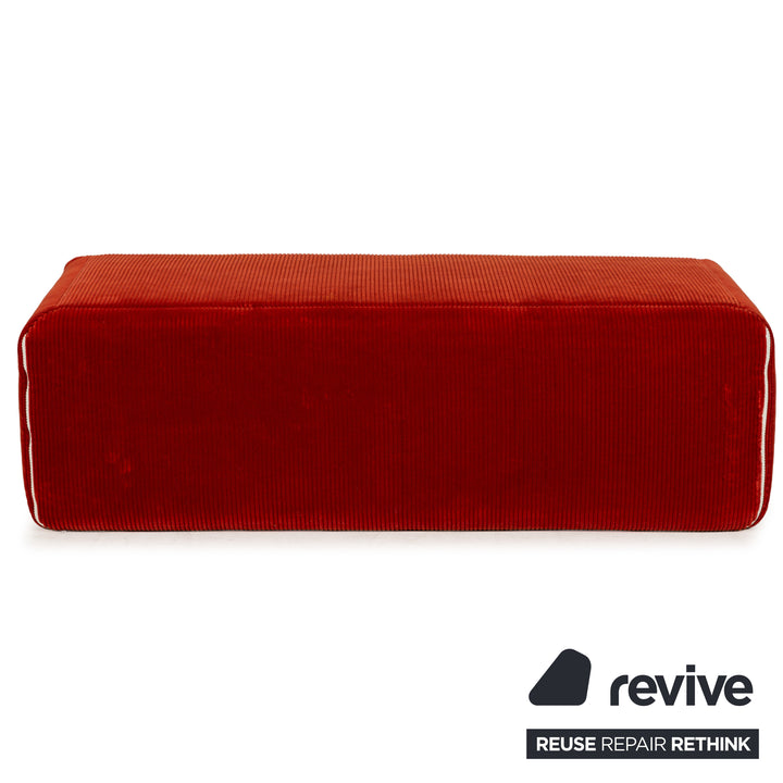 Ligne Roset Plumy Stoff Sofa Garnitur Rot manuelle Funktion Dreisitzer Hocker Couch