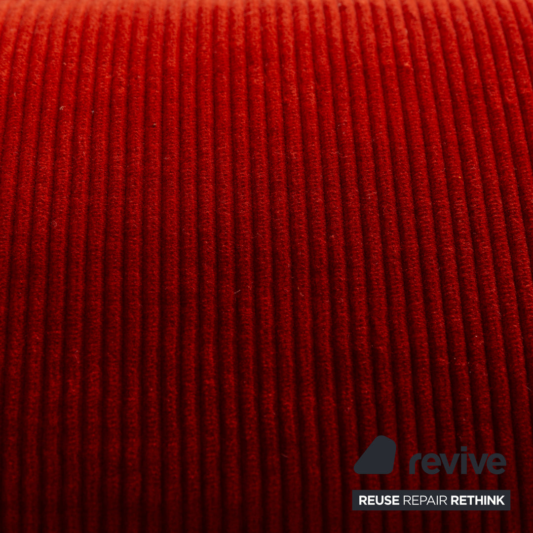 Ligne Roset Plumy Stoff Sofa Garnitur Rot manuelle Funktion Dreisitzer Hocker Couch