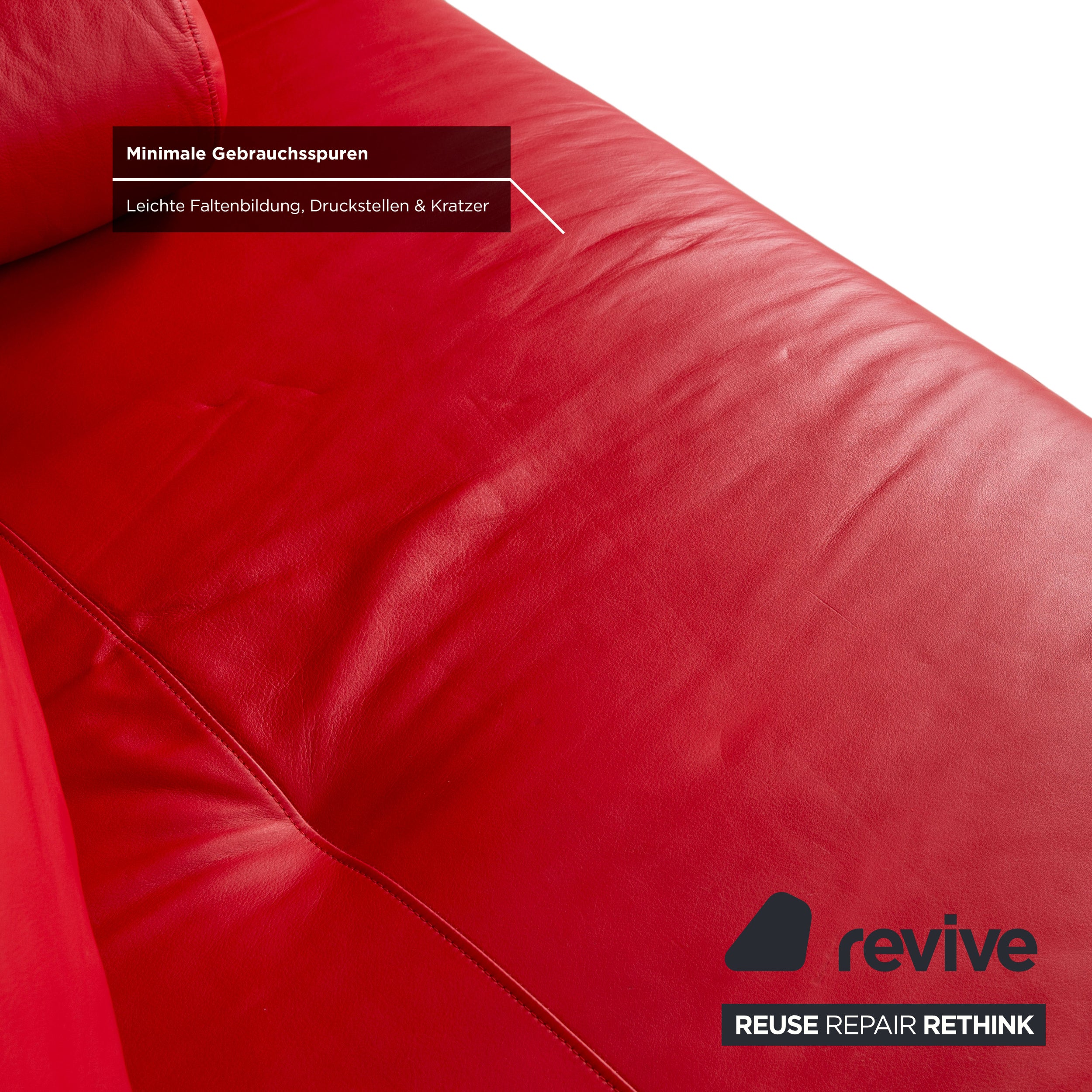 Canapé deux places en cuir rouge Ligne Roset Prado avec fonction manuelle