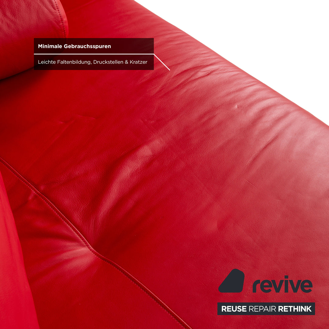 Ligne Roset Prado Zweisitzer Leder Sofa Rot Daybed Couch manuelle Funktion