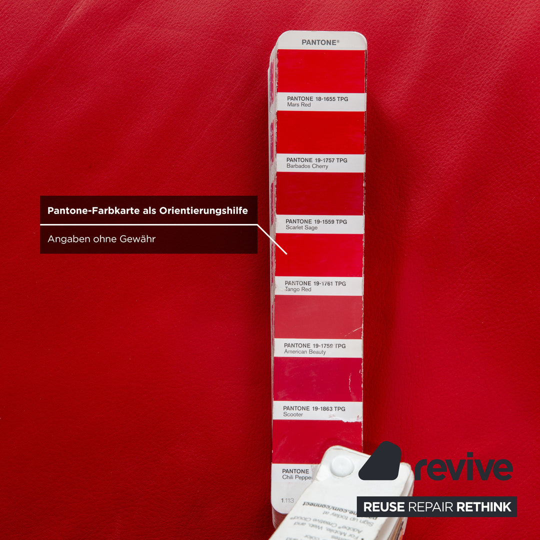 Ligne Roset Prado Zweisitzer Leder Sofa Rot Daybed Couch manuelle Funktion