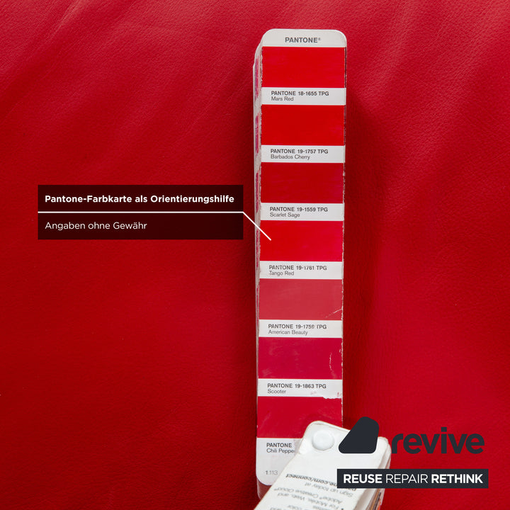 Ligne Roset Prado Zweisitzer Leder Sofa Rot Daybed Couch manuelle Funktion