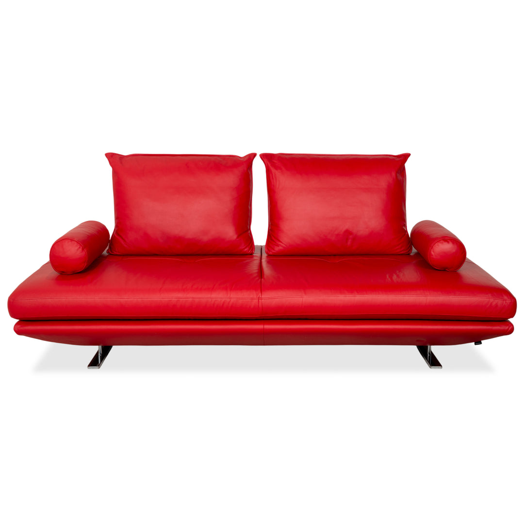 Ligne Roset Prado Zweisitzer Leder Sofa Rot Daybed Couch manuelle Funktion