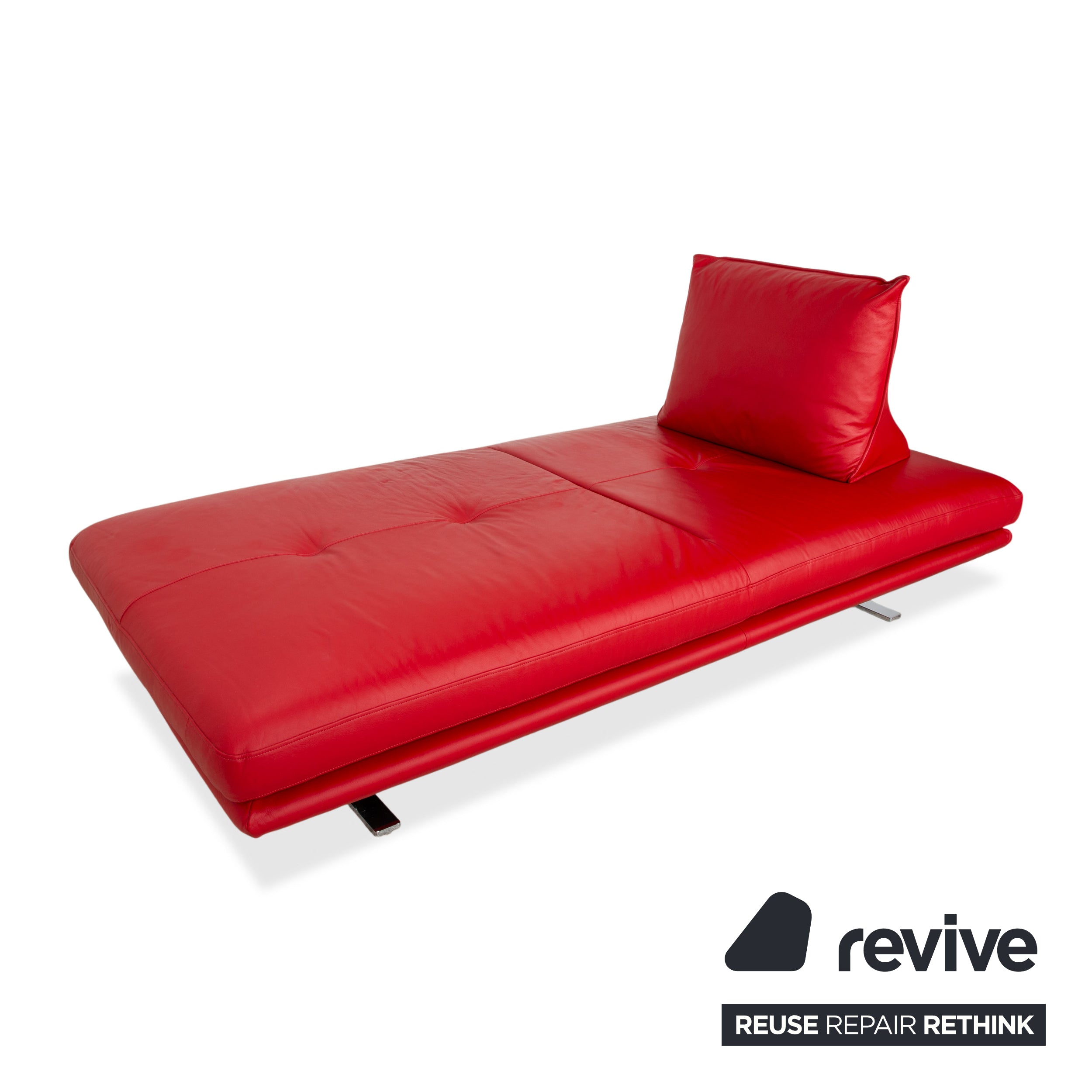 Canapé deux places en cuir rouge Ligne Roset Prado avec fonction manuelle