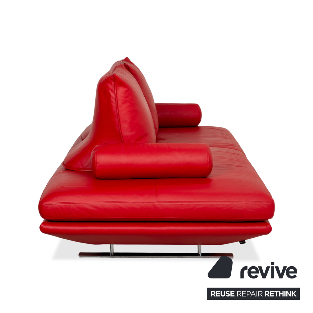 Ligne Roset Prado Zweisitzer Leder Sofa Rot Daybed Couch manuelle Funktion