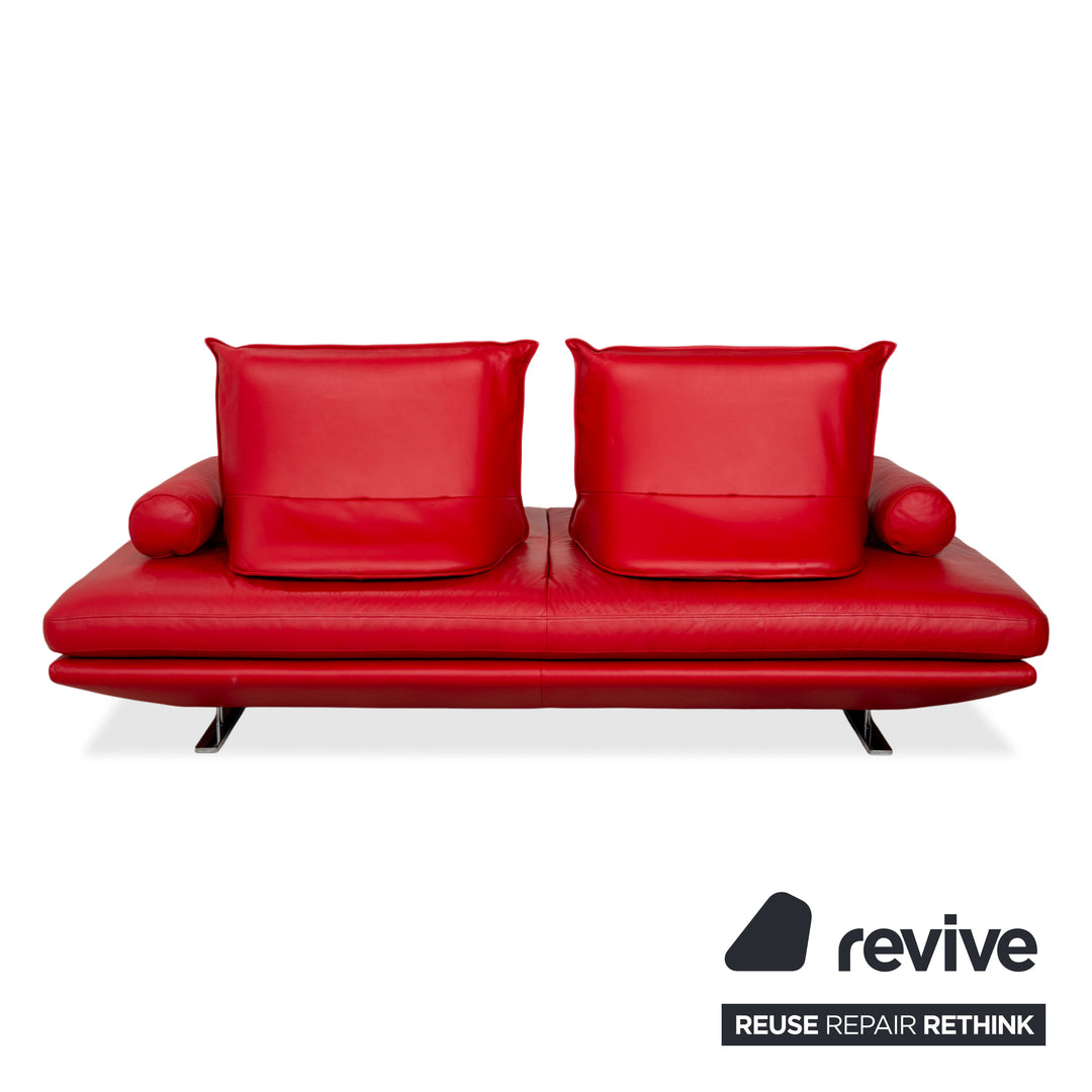 Ligne Roset Prado Zweisitzer Leder Sofa Rot Daybed Couch manuelle Funktion