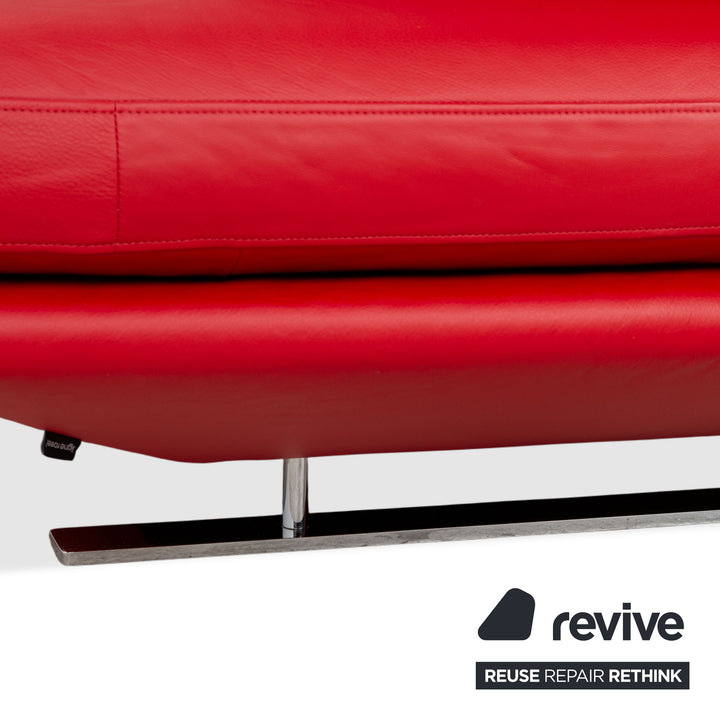 Ligne Roset Prado Zweisitzer Leder Sofa Rot Daybed Couch manuelle Funktion
