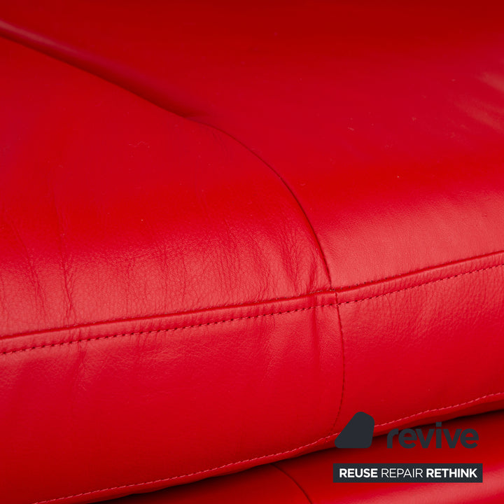 Ligne Roset Prado Zweisitzer Leder Sofa Rot Daybed Couch manuelle Funktion