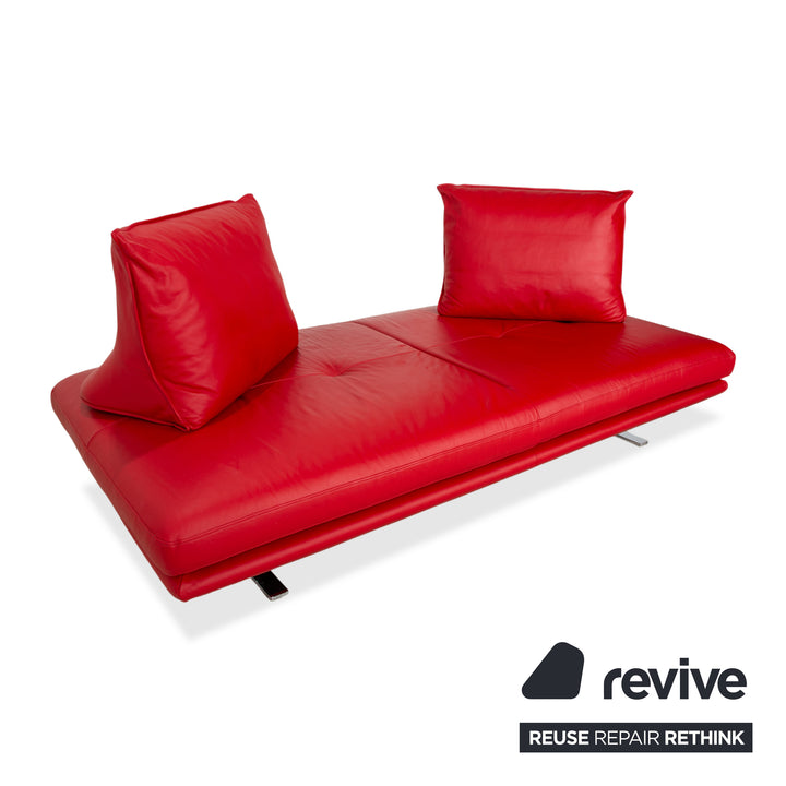 Ligne Roset Prado Zweisitzer Leder Sofa Rot Daybed Couch manuelle Funktion