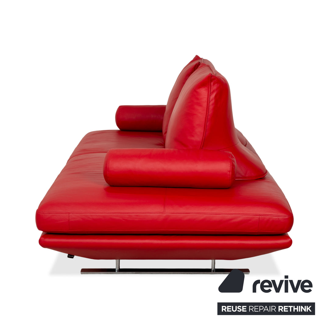 Ligne Roset Prado Zweisitzer Leder Sofa Rot Daybed Couch manuelle Funktion