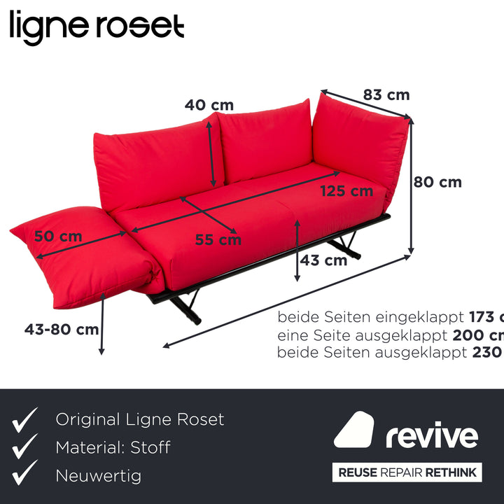 Ligne Roset Prao Stoff Zweisitzer Sofa Rot manuelle Funktion Couch Daybed