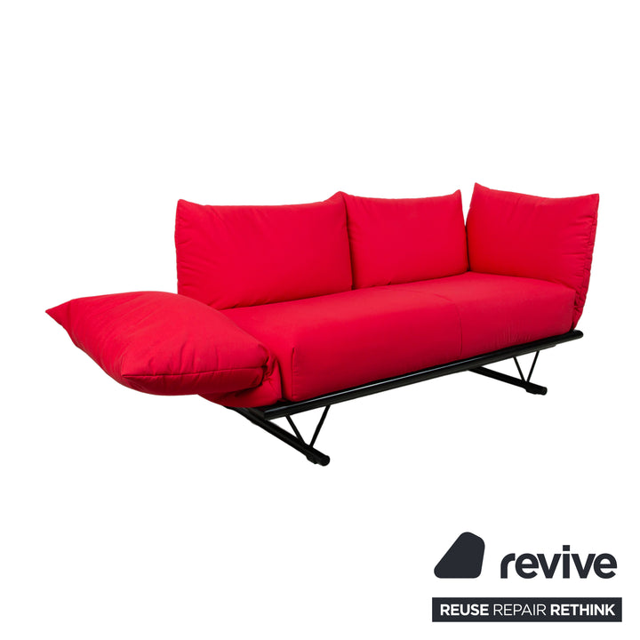 Ligne Roset Prao Fabric Two-Seater Sofa Red Manual Function Couch Daybed