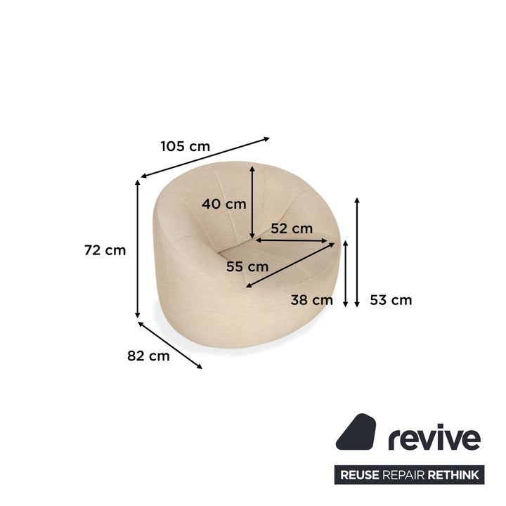 ligne roset Pumpkin fabric armchair beige sand