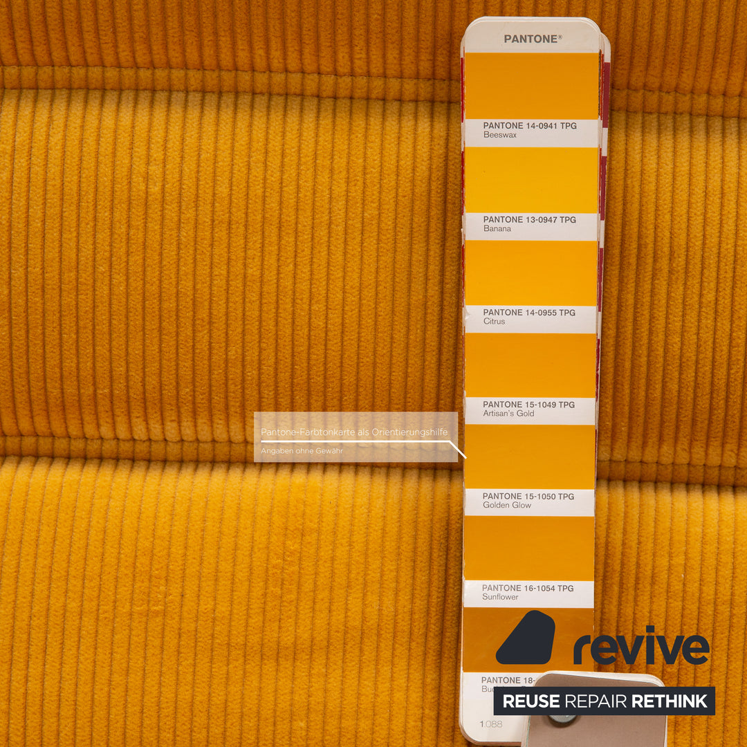 Ligne Roset Saparella Three Seater Sofa Fabric Yellow Couch by Michael Ducaroy