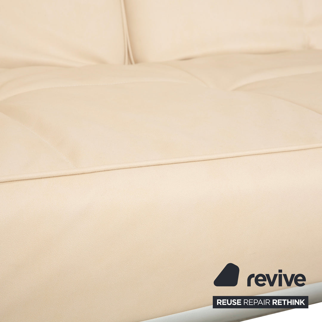 Canapé 3 places Ligne Roset Smala en cuir textile beige crème à fonction manuelle, housse neuve