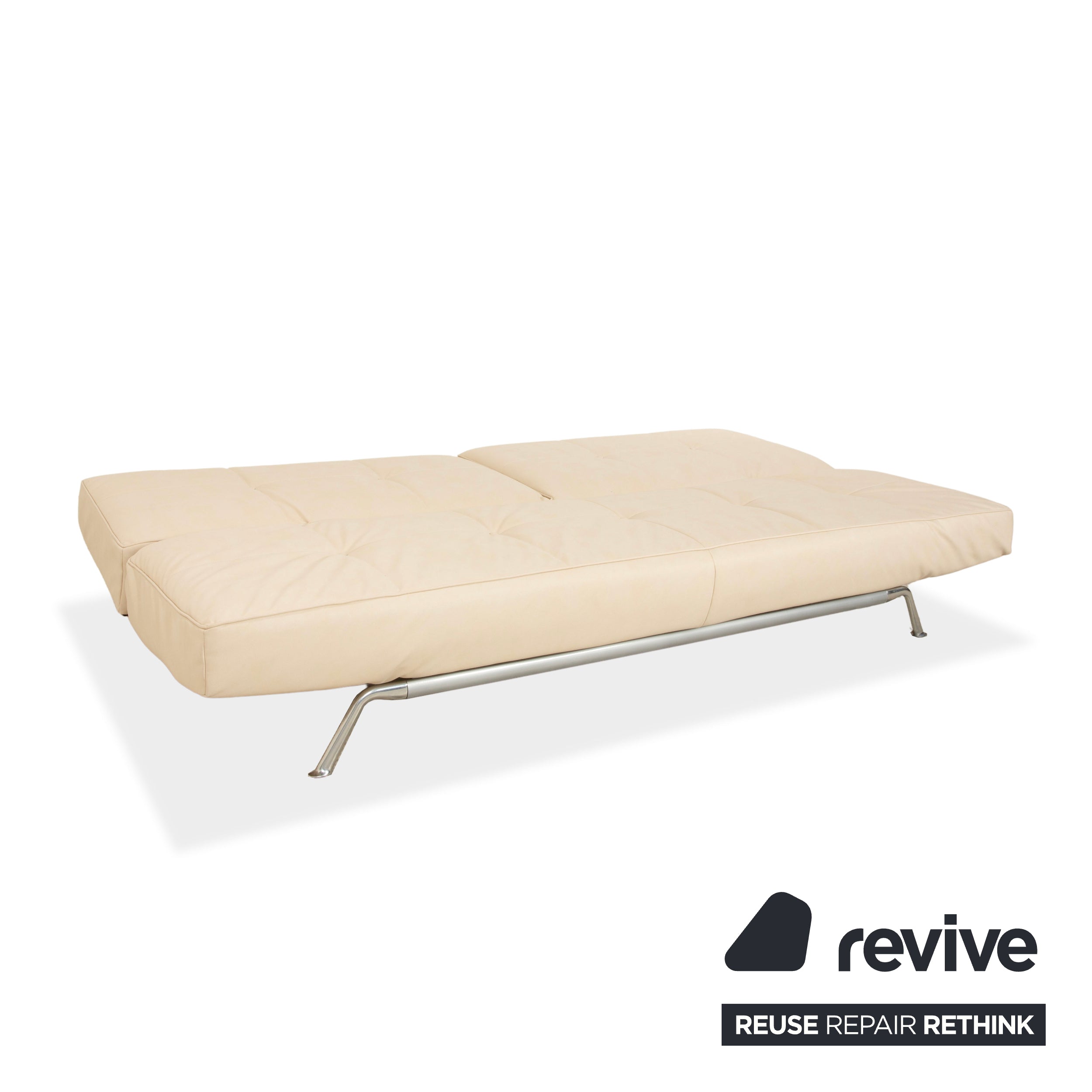 Canapé 3 places Ligne Roset Smala en cuir textile beige crème à fonction manuelle, housse neuve