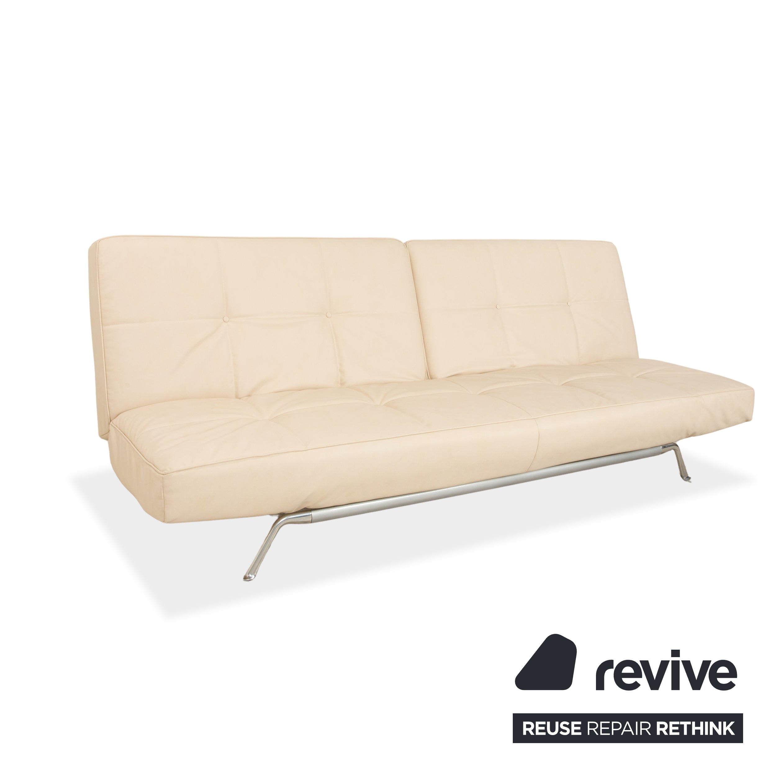 Ligne Roset Smala Dreisitzer Creme Beige veganes Leder manuelle Funktion Sofa Couch Neubezug GAVIN