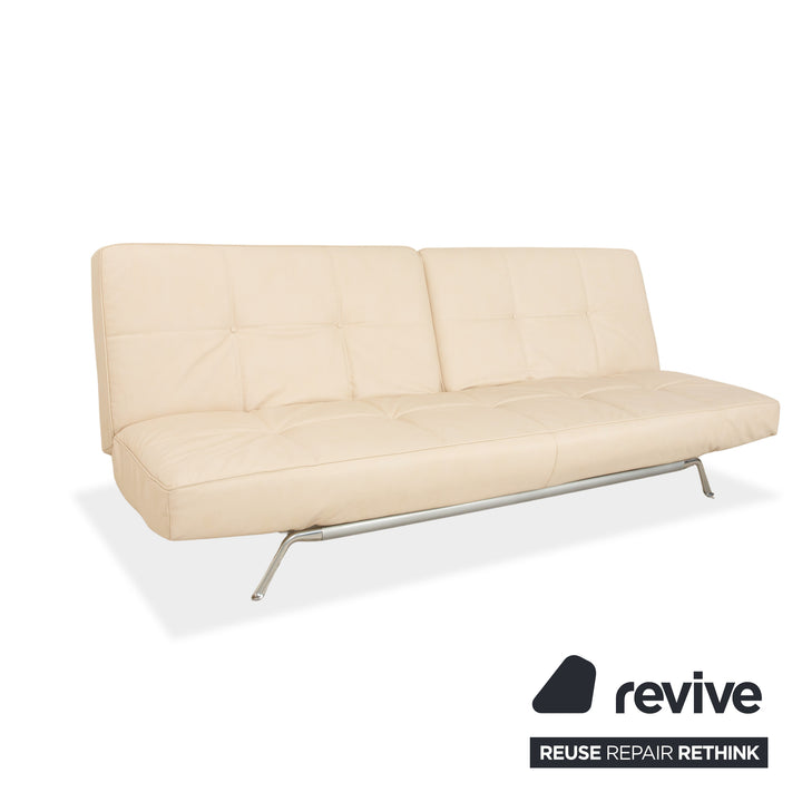 Canapé 3 places Ligne Roset Smala en cuir textile beige crème à fonction manuelle, housse neuve