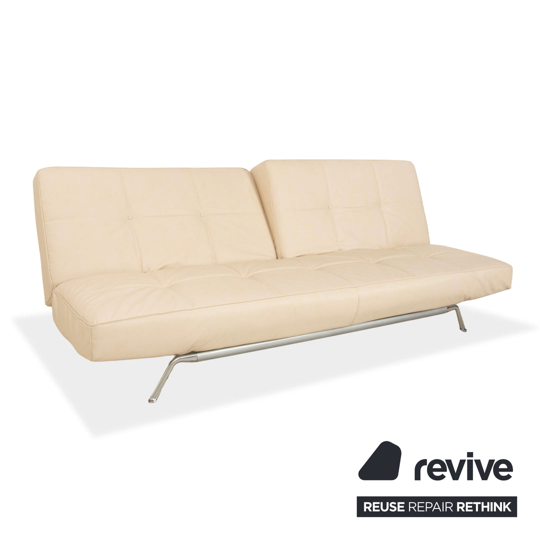 Ligne Roset Smala Three-Seater Cream Beige Textile Leather Manual Function Sofa Couch New Cover