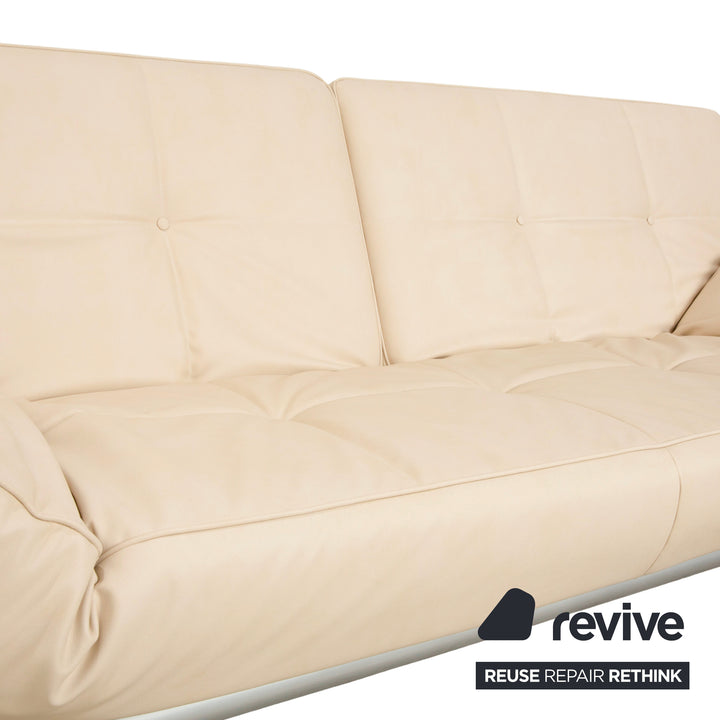 Ligne Roset Smala Three-Seater Cream Beige Textile Leather Manual Function Sofa Couch New Cover