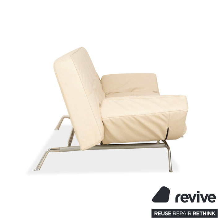 Canapé 3 places Ligne Roset Smala en cuir textile beige crème à fonction manuelle, housse neuve