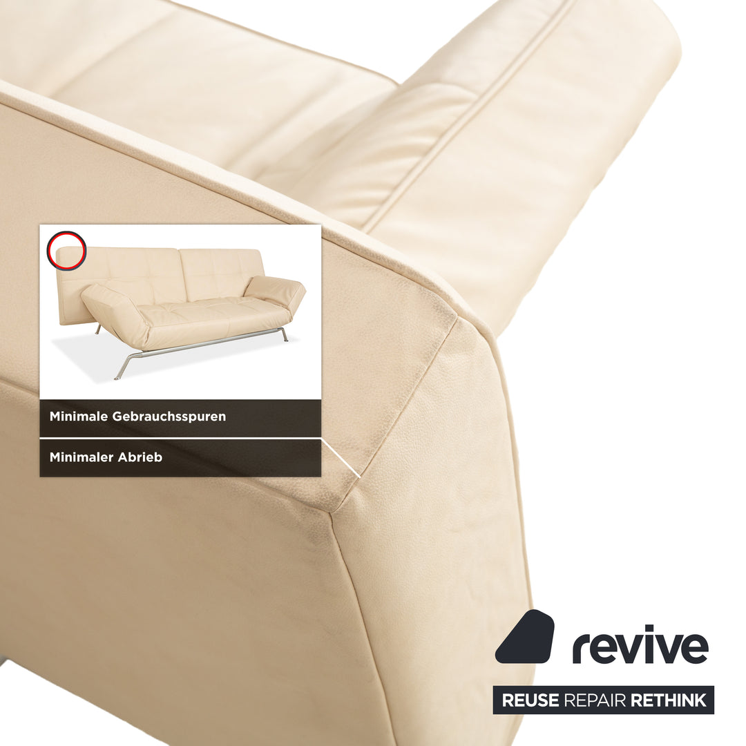 Ligne Roset Smala Three-Seater Cream Beige Textile Leather Manual Function Sofa Couch New Cover