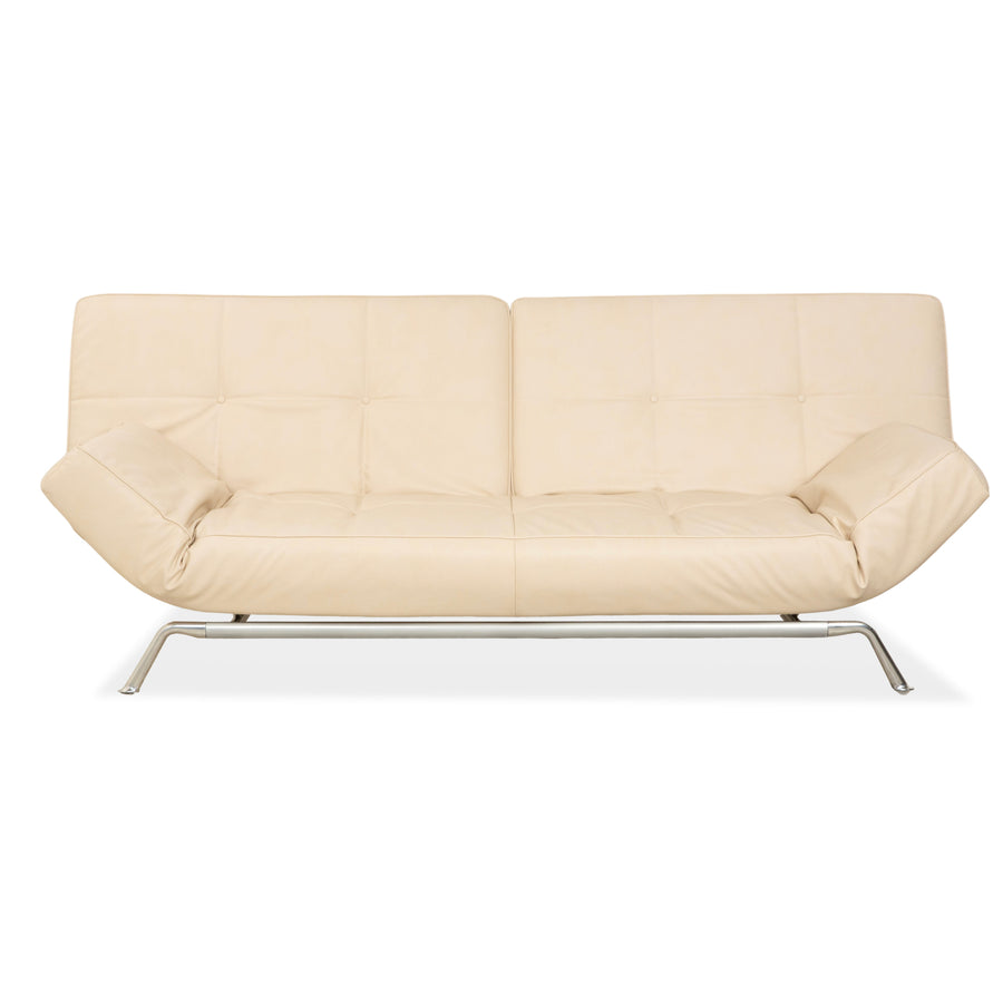 Canapé 3 places Ligne Roset Smala en cuir textile beige crème à fonction manuelle, housse neuve