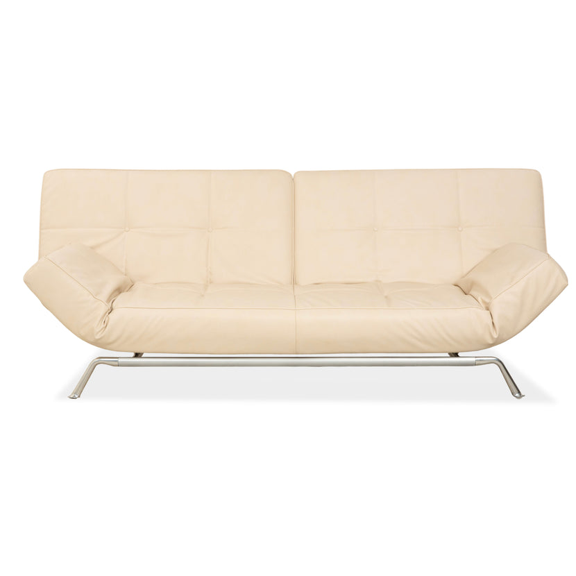 Ligne Roset Smala Dreisitzer Creme Beige veganes Leder manuelle Funktion Sofa Couch Neubezug GAVIN
