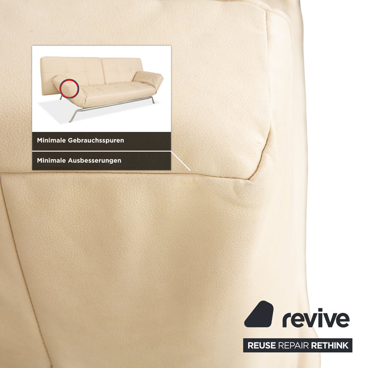 Ligne Roset Smala Dreisitzer Creme Beige veganes Leder manuelle Funktion Sofa Couch Neubezug GAVIN