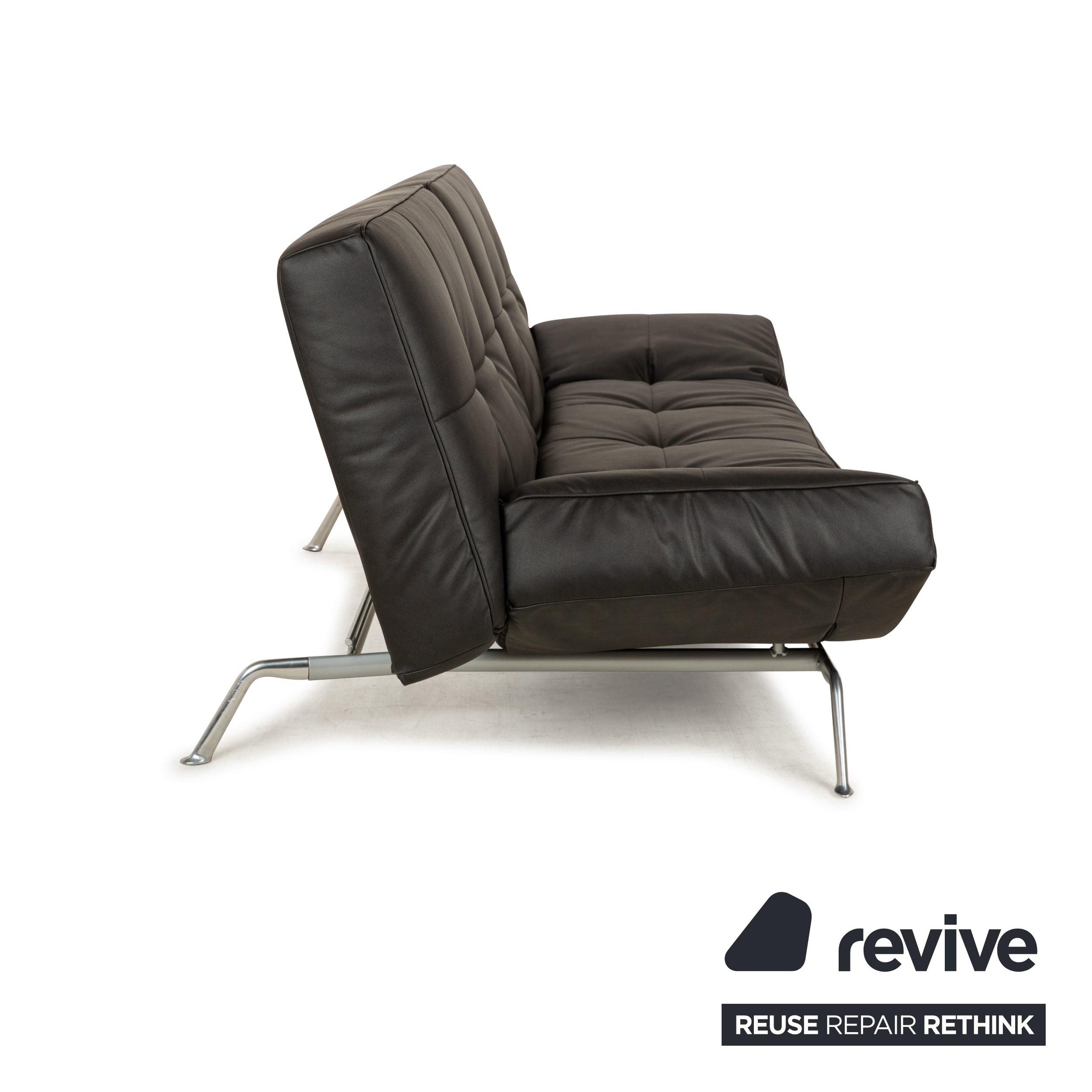 Ligne Roset Smala three-seater sofa bed anthracite black vegan leather new cover manual function