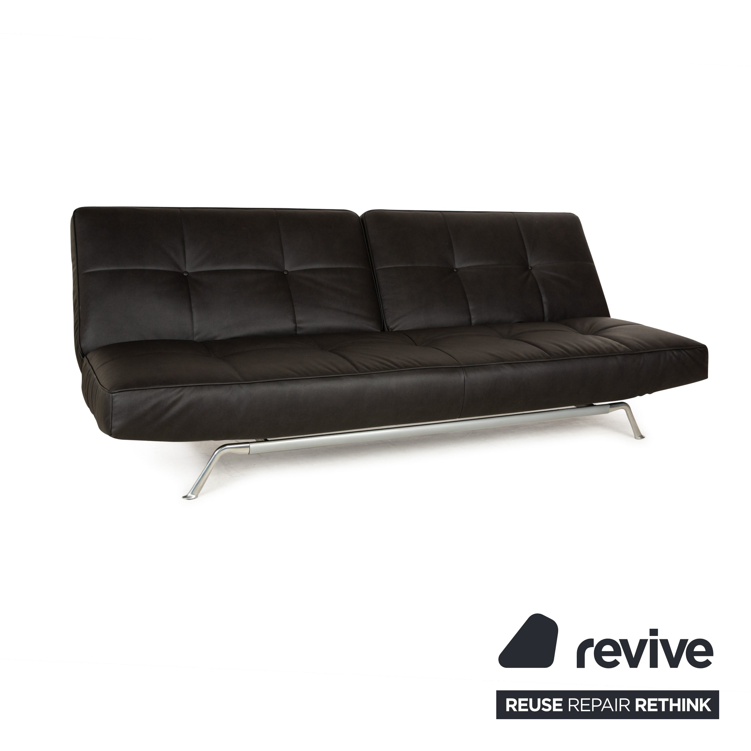 Ligne Roset Smala three-seater sofa bed anthracite black vegan leather new cover manual function