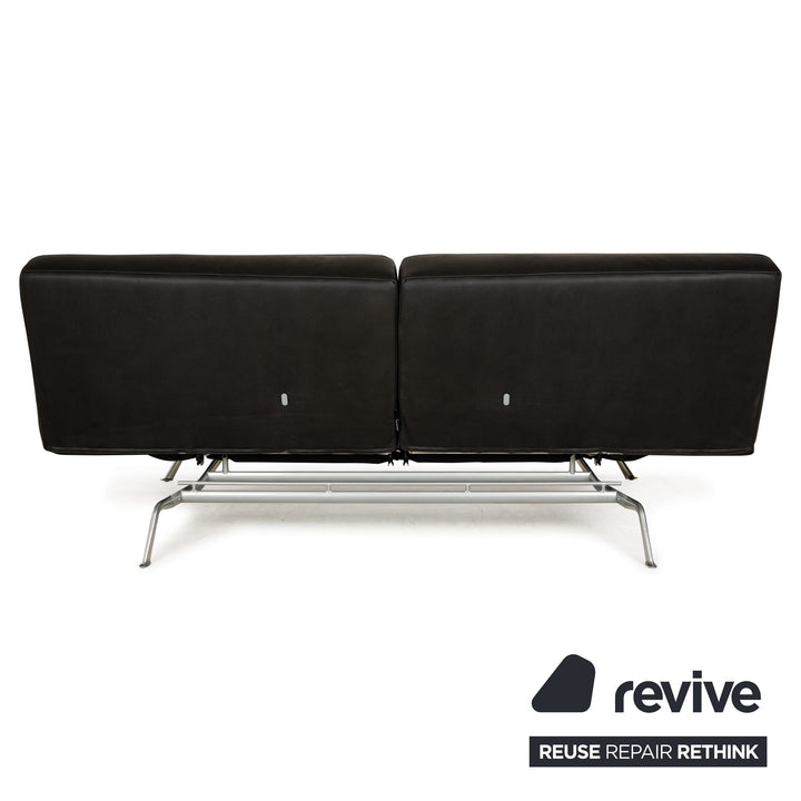 Canapé convertible trois places Ligne Roset Smala en cuir vegan noir anthracite neuf avec housse à fonction manuelle