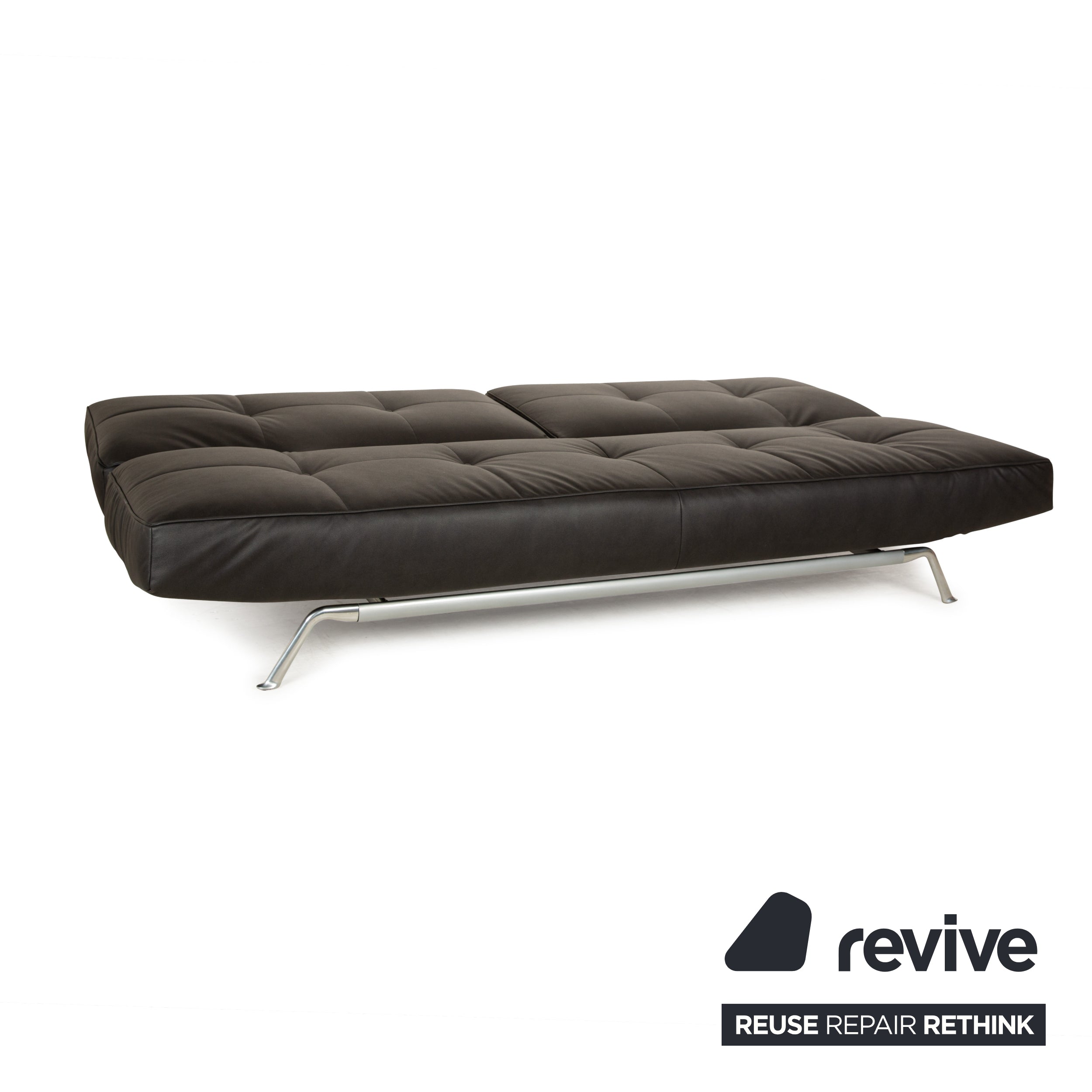 Ligne Roset Smala three-seater sofa bed anthracite black vegan leather new cover manual function