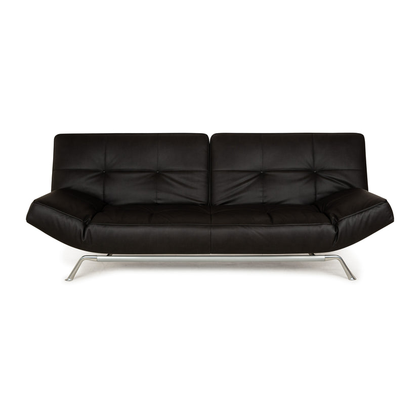 Ligne Roset Smala three-seater sofa bed anthracite black vegan leather new cover manual function