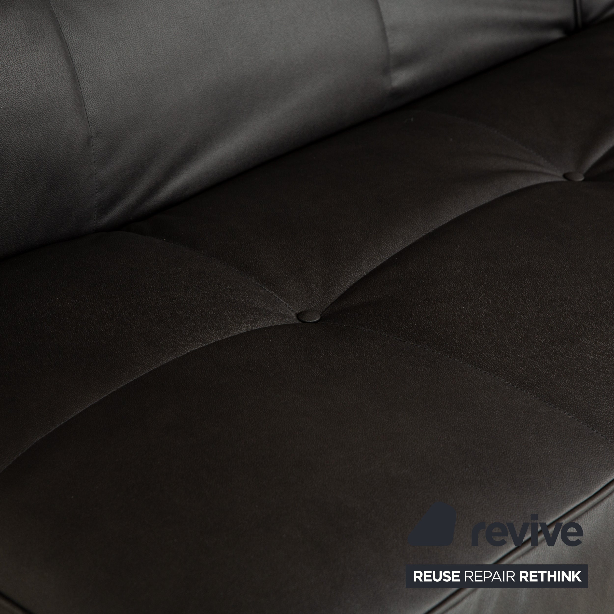 Ligne Roset Smala three-seater sofa bed anthracite black vegan leather new cover manual function