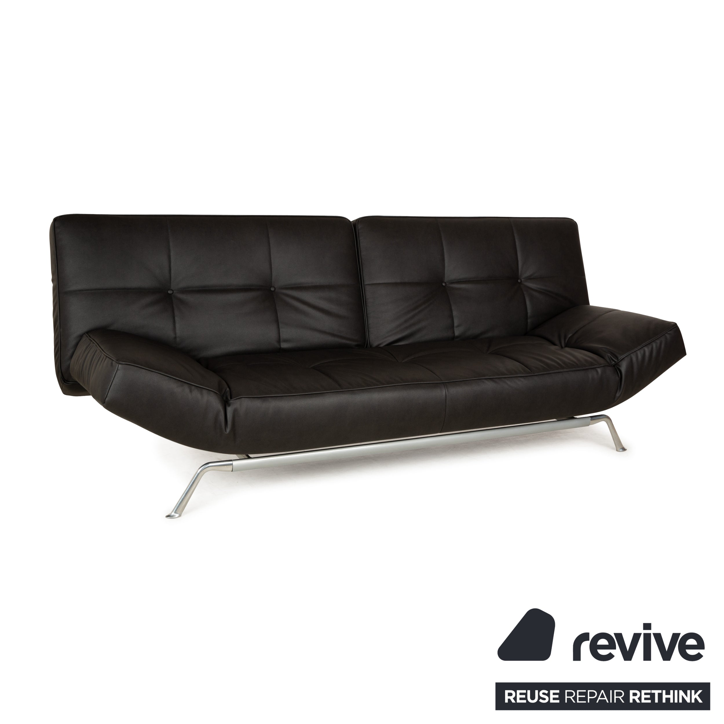 Ligne Roset Smala three-seater sofa bed anthracite black vegan leather new cover manual function