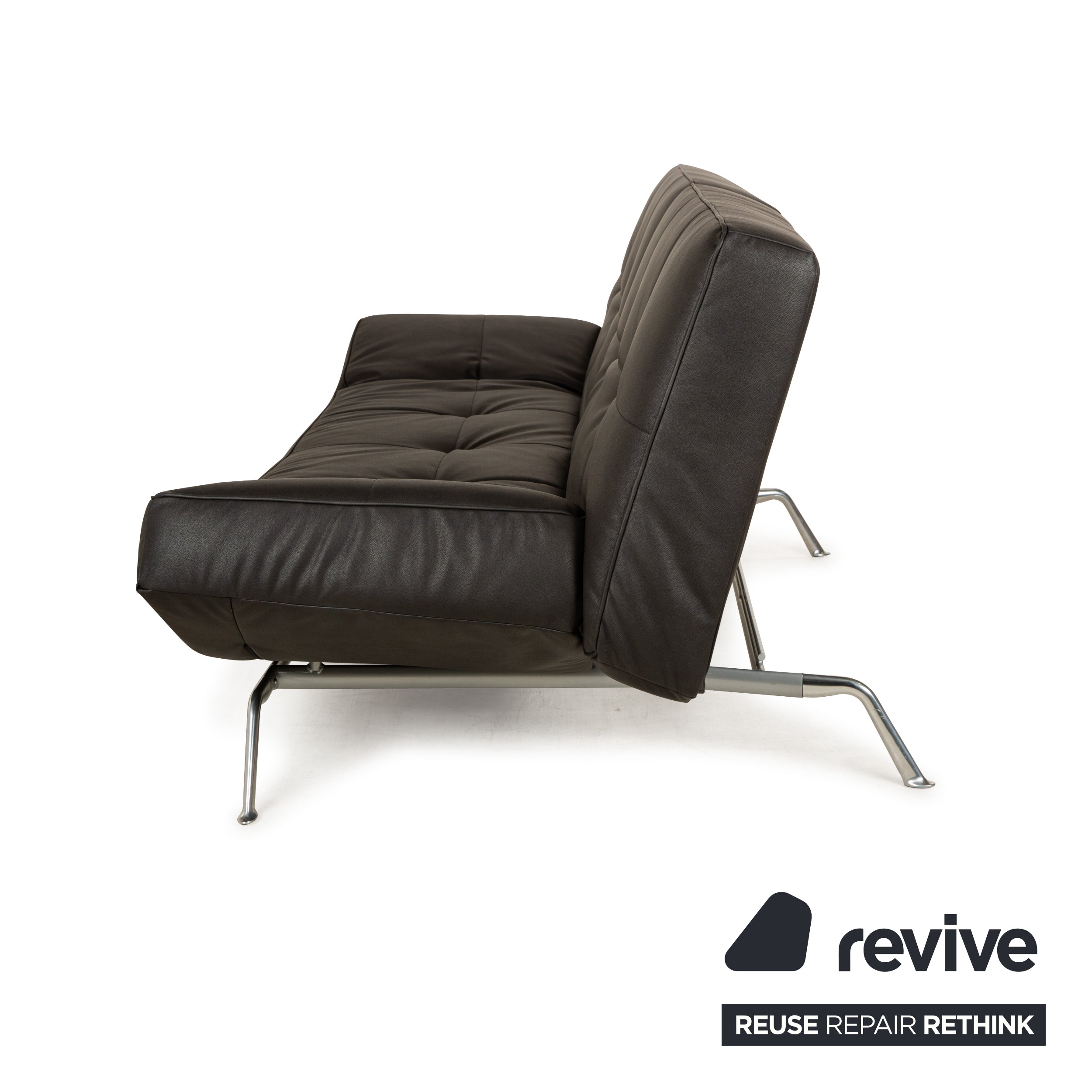 Ligne Roset Smala three-seater sofa bed anthracite black vegan leather new cover manual function