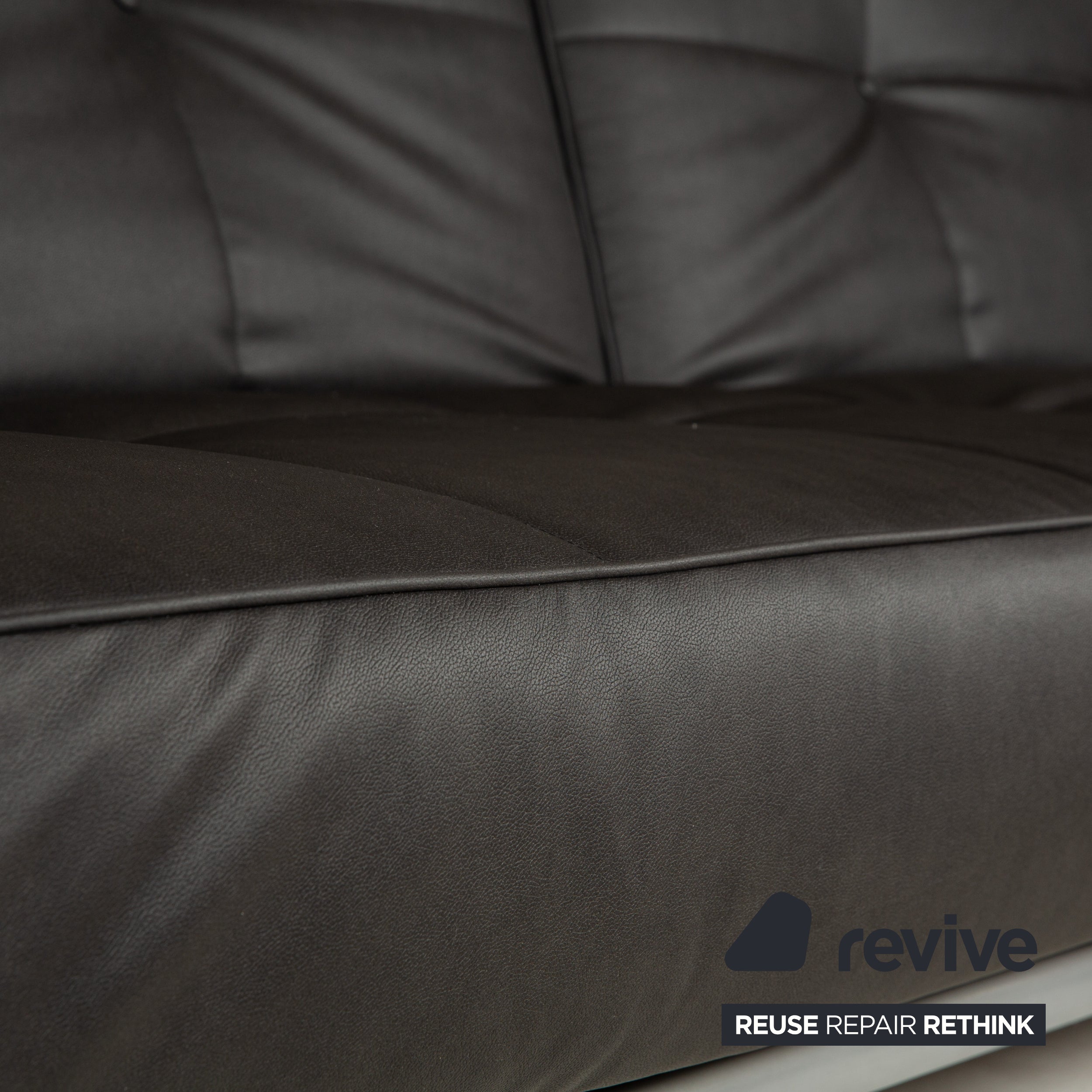 Ligne Roset Smala three-seater sofa bed anthracite black vegan leather new cover manual function