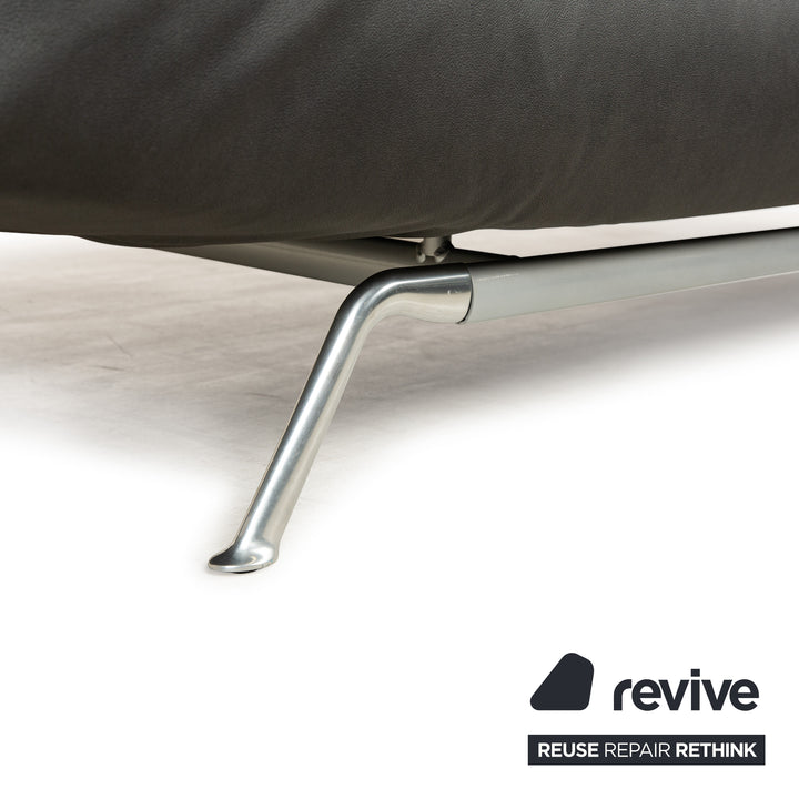 Canapé convertible trois places Ligne Roset Smala en cuir vegan noir anthracite neuf avec housse à fonction manuelle