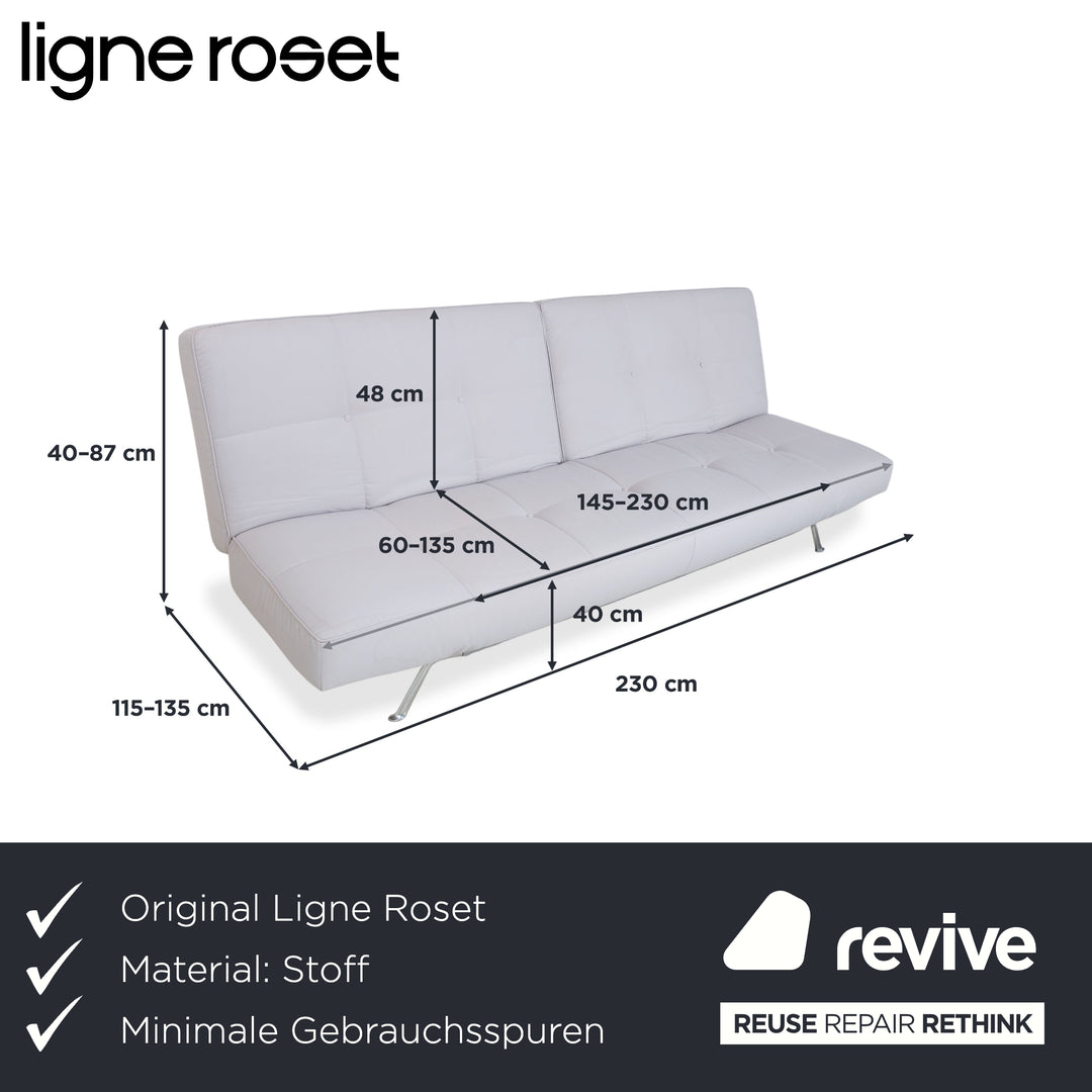 Ligne Roset Smala Dreisitzer Stoff Sofa Hellgrau Schlafsofa manuelle Schlaffunktion