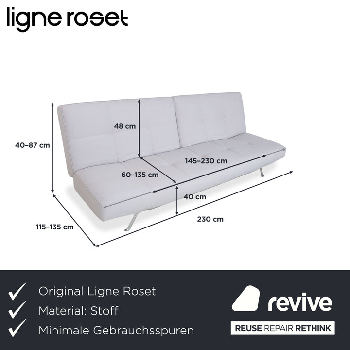 Ligne Roset Smala Dreisitzer Stoff Sofa Hellgrau Schlafsofa manuelle Schlaffunktion