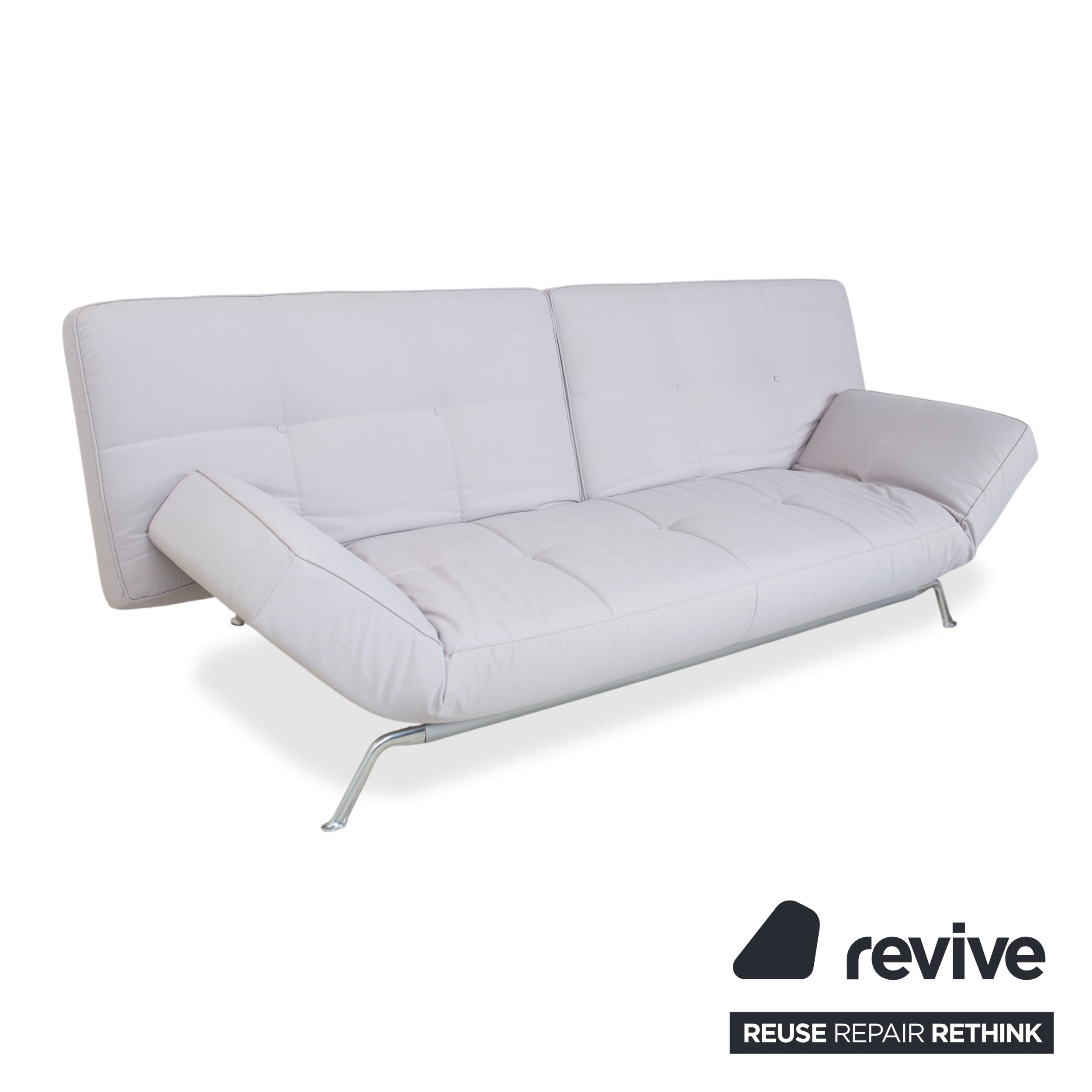 Canapé lit Ligne Roset Smala trois places en tissu gris clair avec fonction lit manuelle